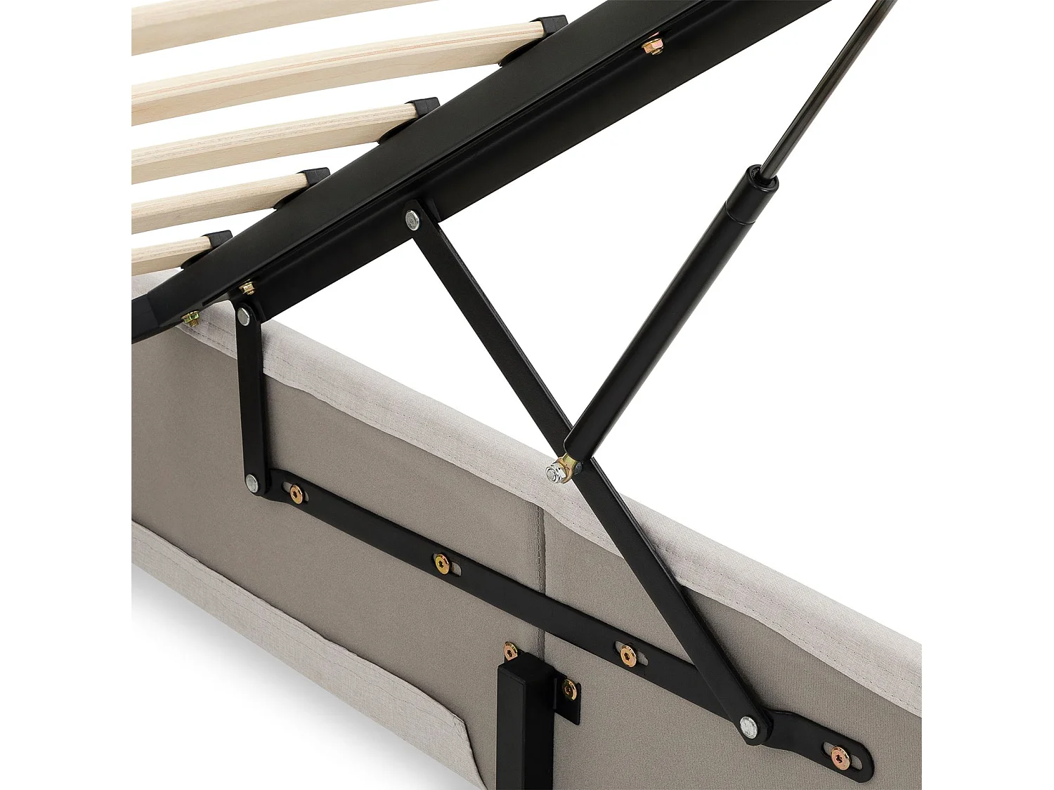 Lit Coffre BLISS 90x190 Rembourré en Tissu Gris, Lit Simple avec Sommier Coffre pour un Rangement Optimal