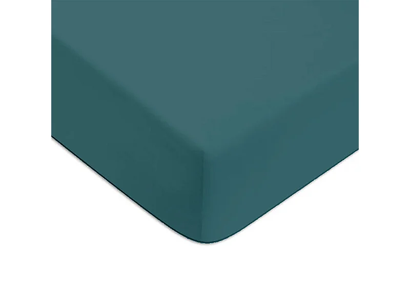 Drap housse en coton 57 fils uni bonnet 25cm canard 180x200cm