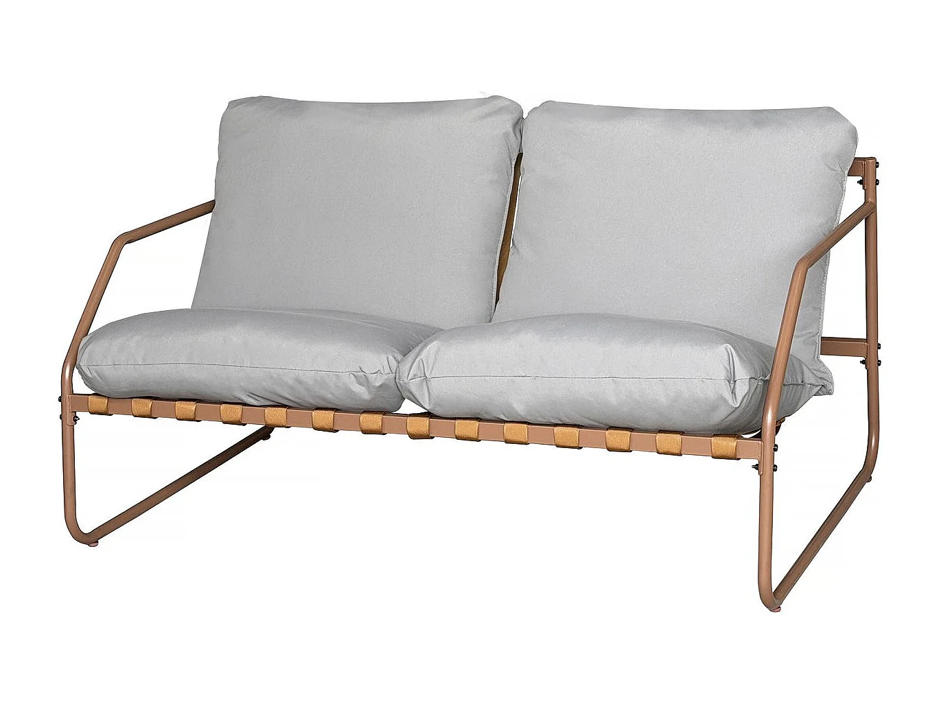 Salotto da giardino in metallo 4 posti "Sora" terracotta con cuscini spessi e tavolino in vetro