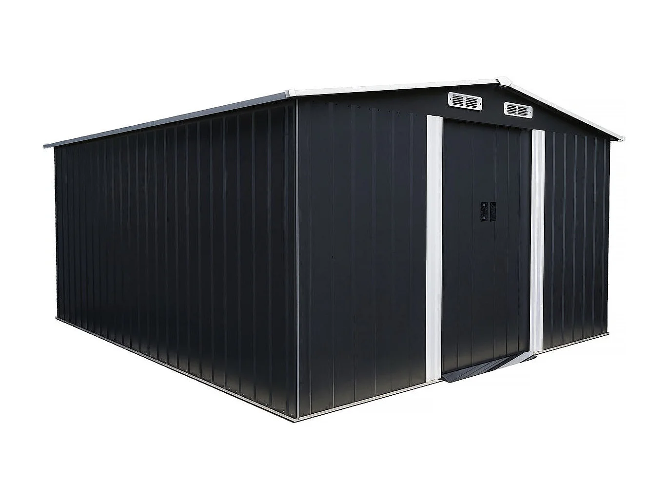 Casetta da giardino in metallo con porta scorrevole "Boston" - 13 m² - Grigio