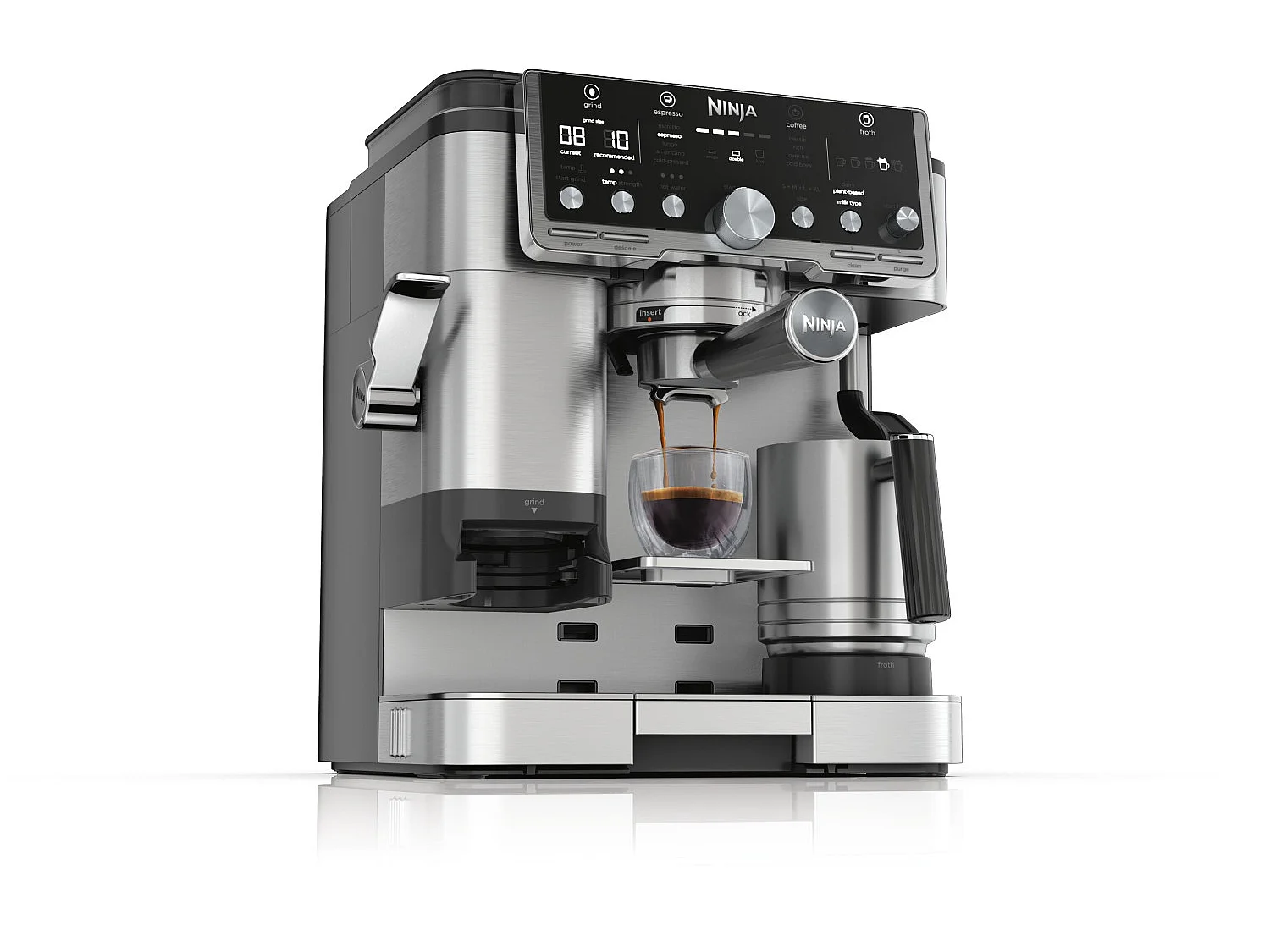 Halbautomatische Espressomaschine Ninja ES701EU 1650W mit integriertem Mahlwerk und 2L Wassertank – Schwarz und Edelstahl