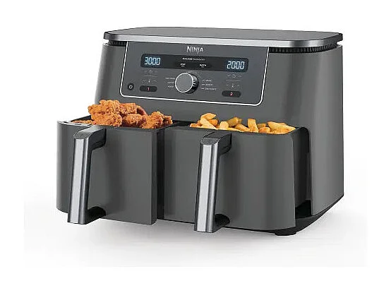 Ninja DZ400EU friteuse Double 9,5 L Autonome 2470 W Friteuse d’air chaud Gris