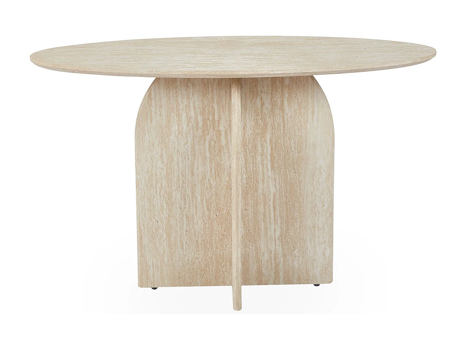 Console moderne ovale 120cm Calyptus Effet travertin Beige