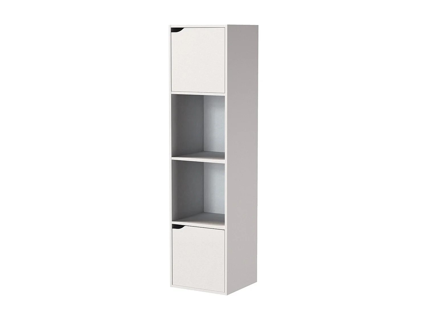 Etagère bibliothèque blanche avec 2 étagères ouvertes et 2 compartiments-Hauteur 120 cm x Longueur 30 cm x Profondeur 29 cm