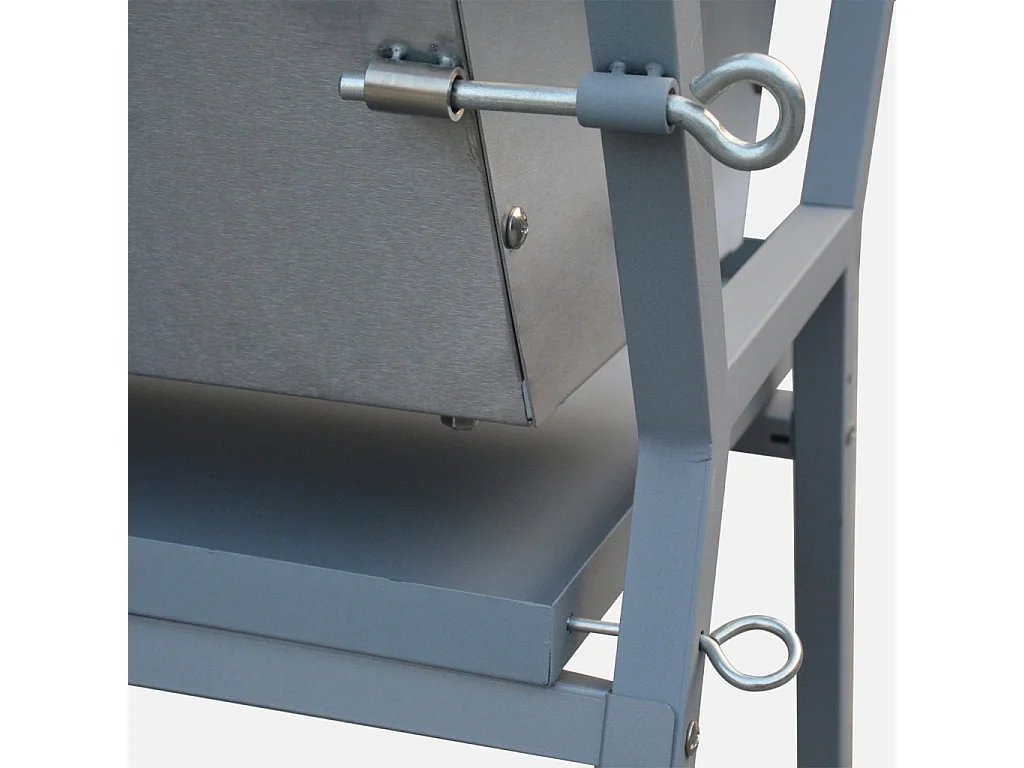 Rôtissoire charbon de bois motorisée inclinable en inox avec tournebroche avec housse