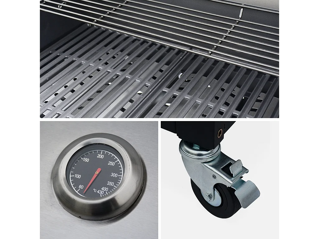 Barbacoa de gas con 4 quemadores + 1 fuego lateral, cocina exterior