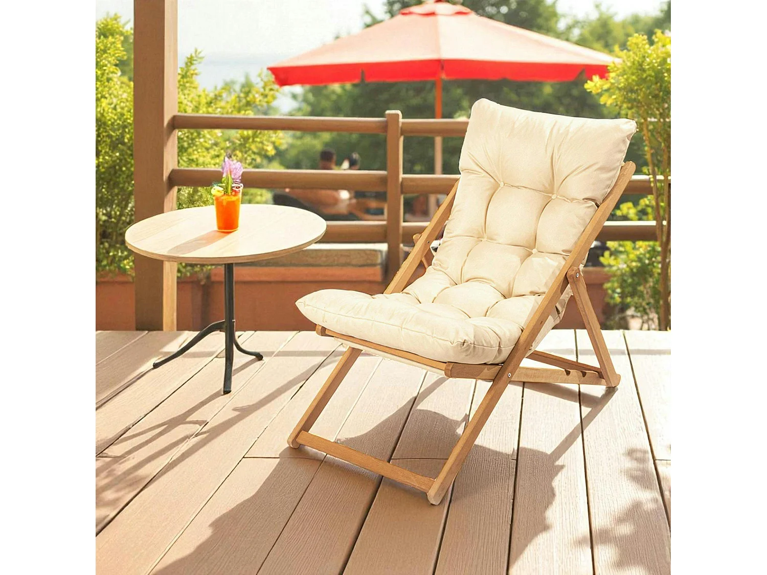 Chilienne beige confort - pliante, inclinable SORA