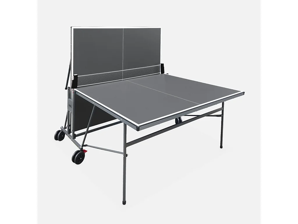 Table de ping pong INDOOR gris. avec 2 raquettes et 3 balles. utilisation intérieure + Housse en PVC