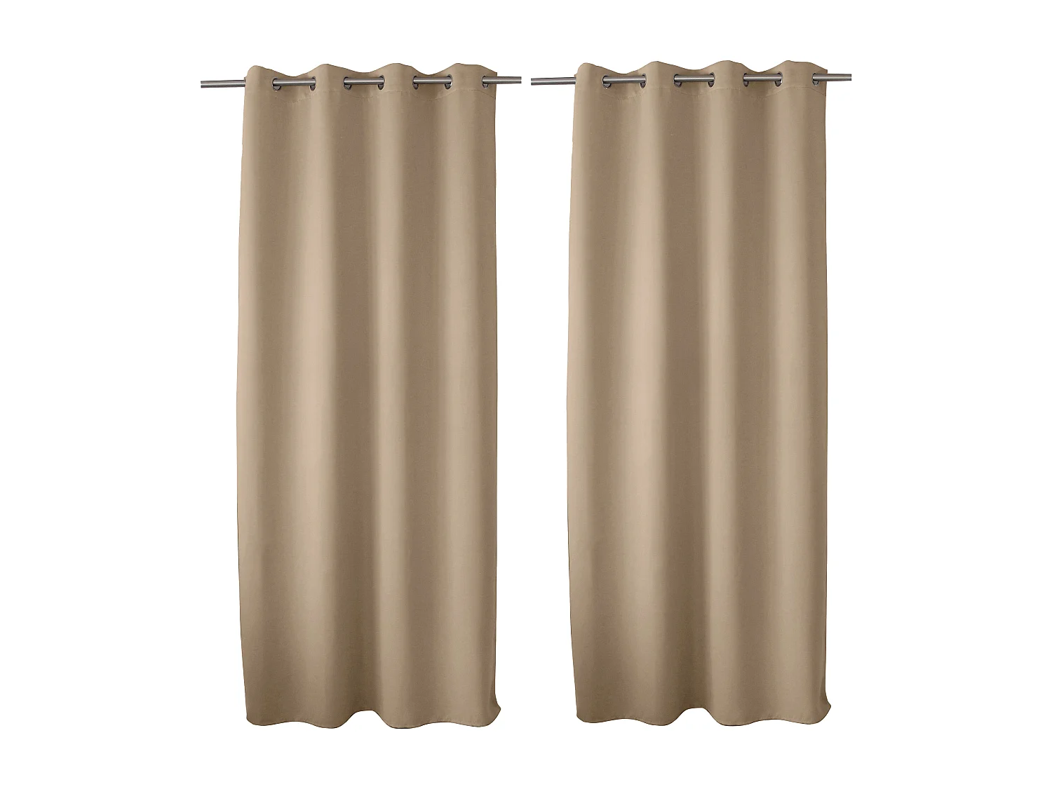 Lot de 2 rideaux Anti-Feu Occultant avec Œillets, Beige Naturel, 140x260cm, Catégorie Ignifugé M1, Collection Flamme