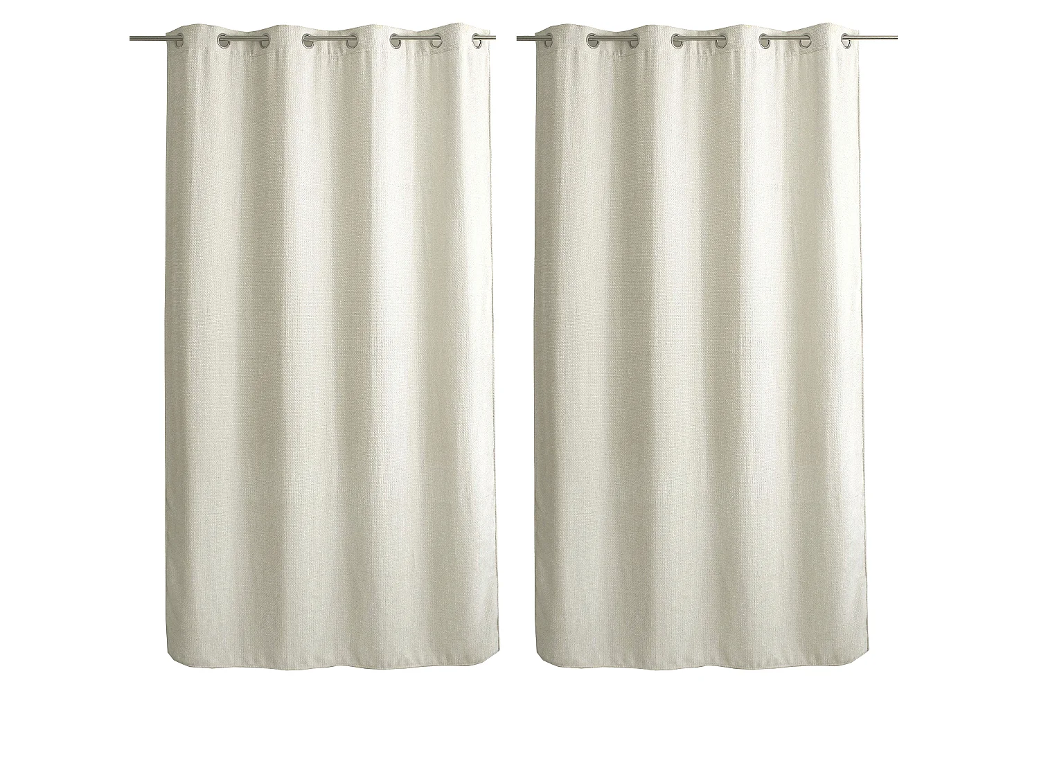 Lot de 2 Rideaux Velours Chenillé, à Œillets, 140x240cm, 100% polyester, Collection Kamala, CMADECO - Blanc