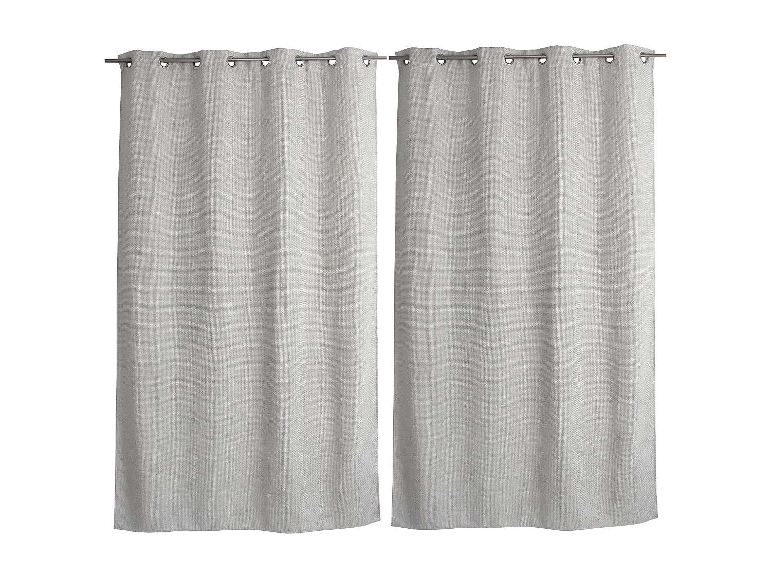 Lot de 2 Rideaux Velours Chenillé, à Œillets, Gris Clair, 100% polyester, Collection Kamala