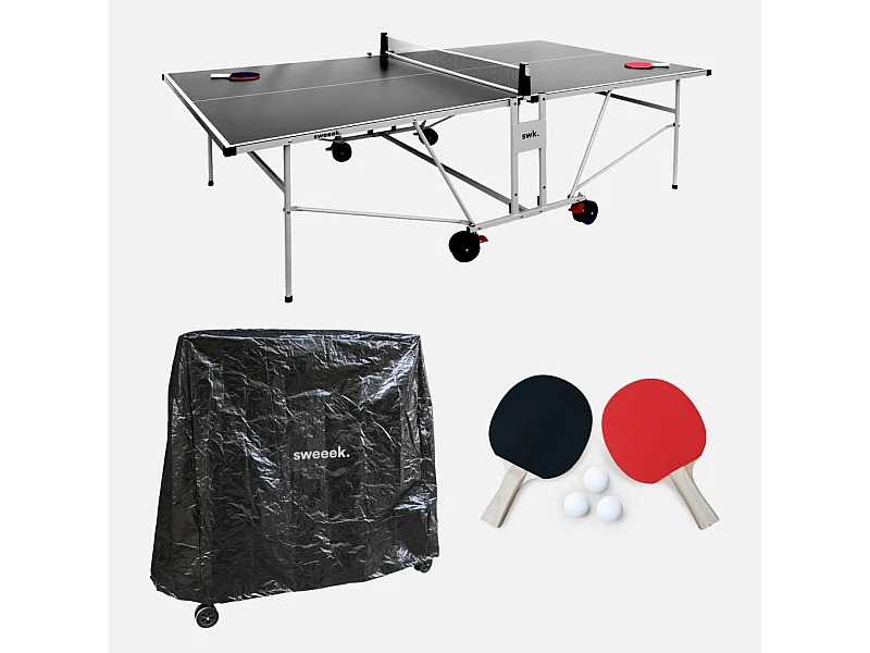 Tavolo da ping pong per esterni 274cm con 2 racchette e 3 palline +