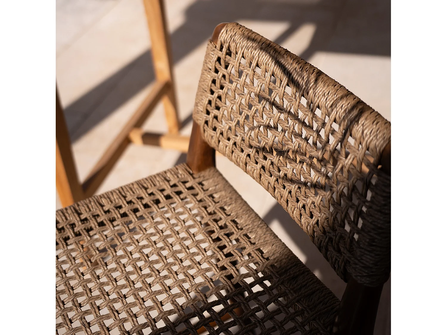 Chaise pour îlot central de jardin 65 cm en teck vernis - Yaba