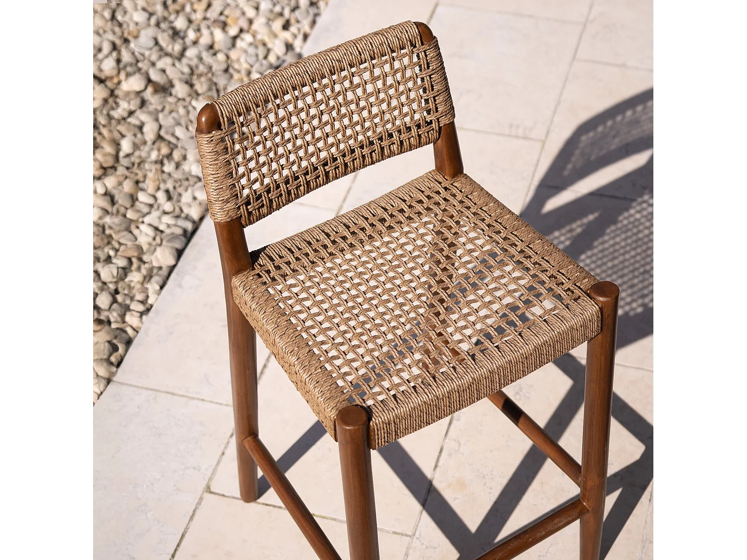 Chaise pour îlot central de jardin 65 cm en teck vernis - Yaba