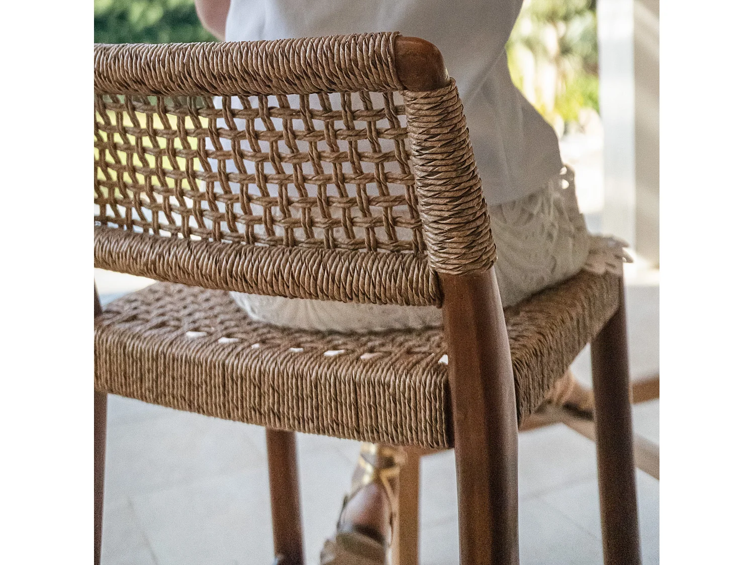 Chaise pour îlot central de jardin 65 cm en teck vernis - Yaba