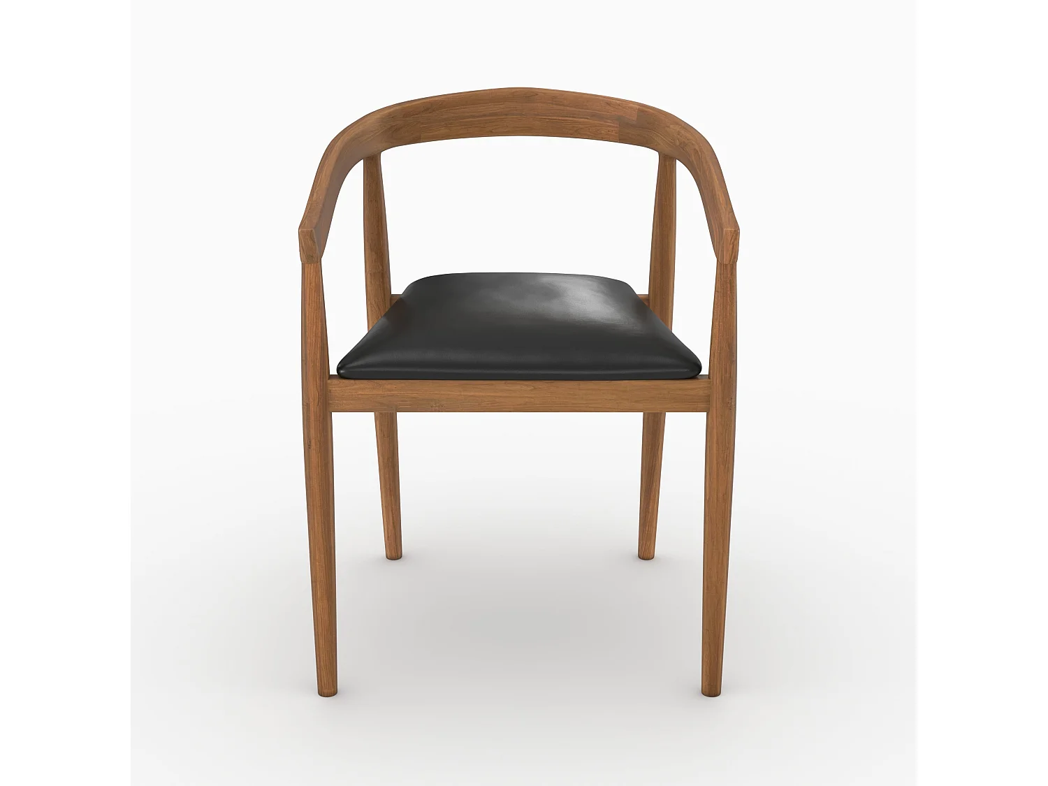 Set di 2 sedie in legno di teak verniciato e seduta in pelle nera - Bali