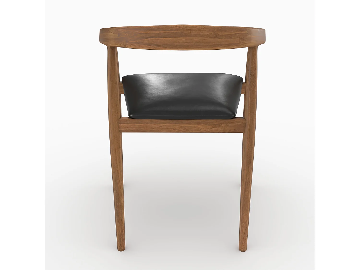 Set di 2 sedie in legno di teak verniciato e seduta in pelle nera - Bali