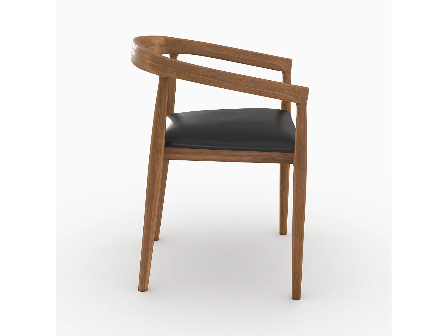 Set di 2 sedie in legno di teak verniciato e seduta in pelle nera - Bali