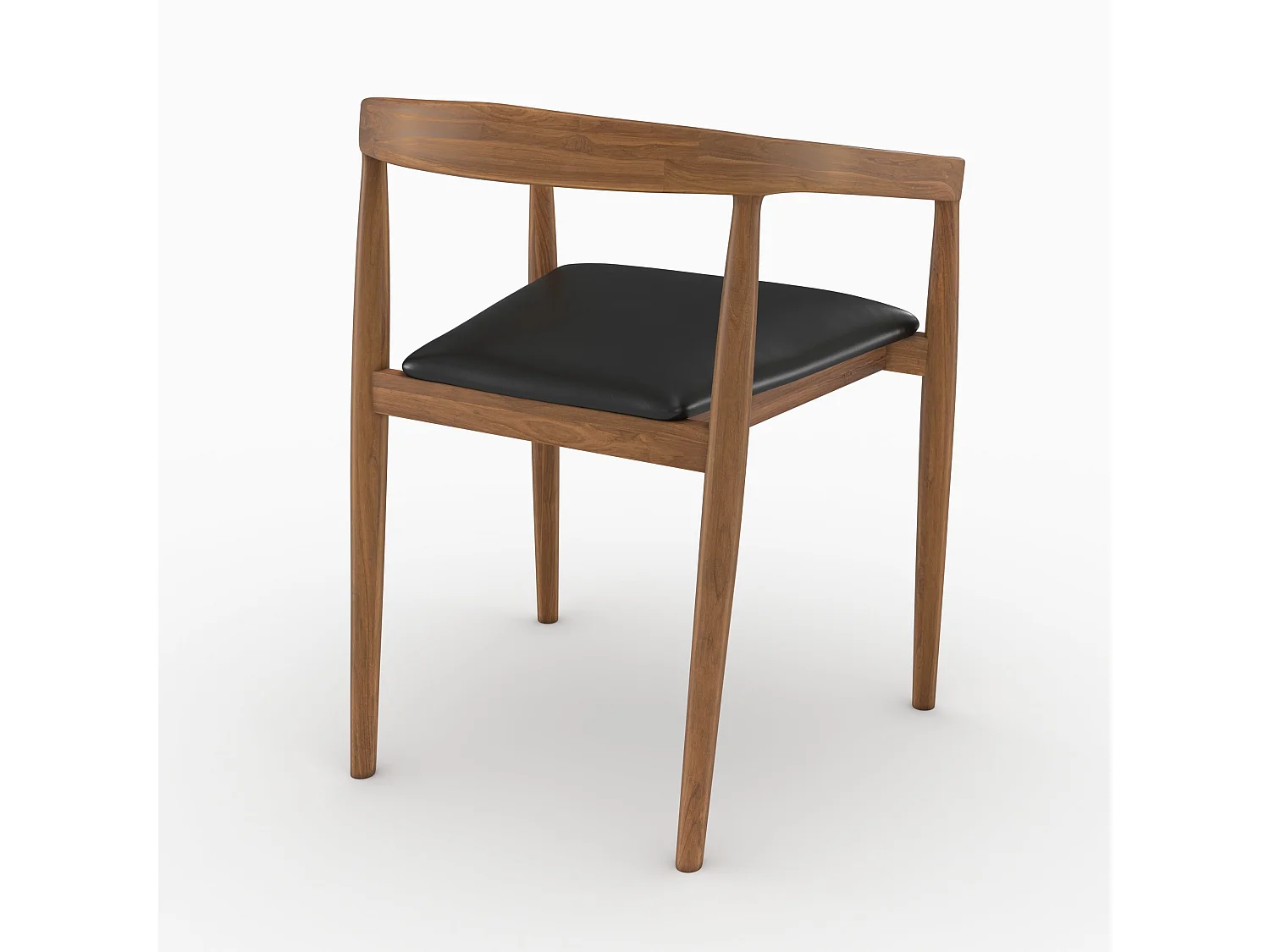 Set di 2 sedie in legno di teak verniciato e seduta in pelle nera - Bali