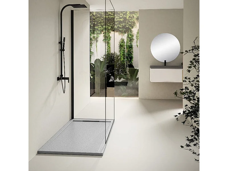 Receveur de douche 80x130cm extra plat LUX en résine surface ardoisée gris