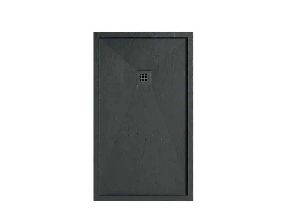 Mineralguss-Duschwanne extra flach mit Rand SARIN ANTHRAZIT 90x150 cm  Auslaufschutz in Farbe