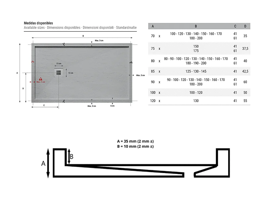 Receveur de douche 100 x 120 cm en résine SARIN anthracite Couleur du receveur