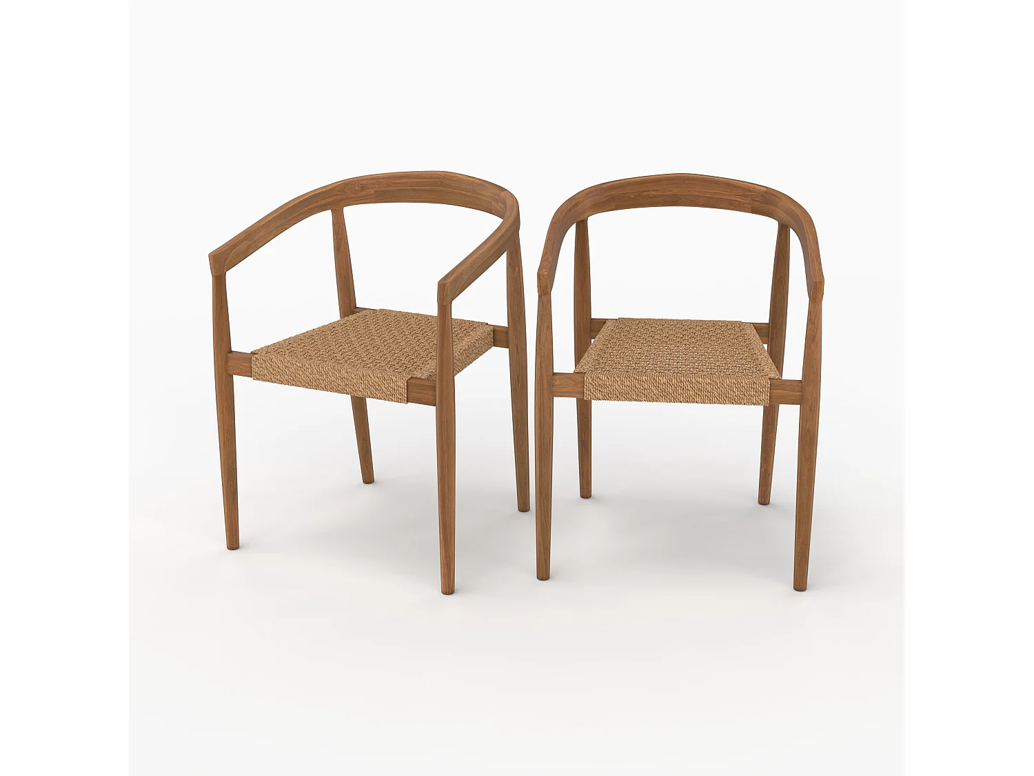 Lot de 2 chaises de jardin empilables en bois de teck vernis - Bali