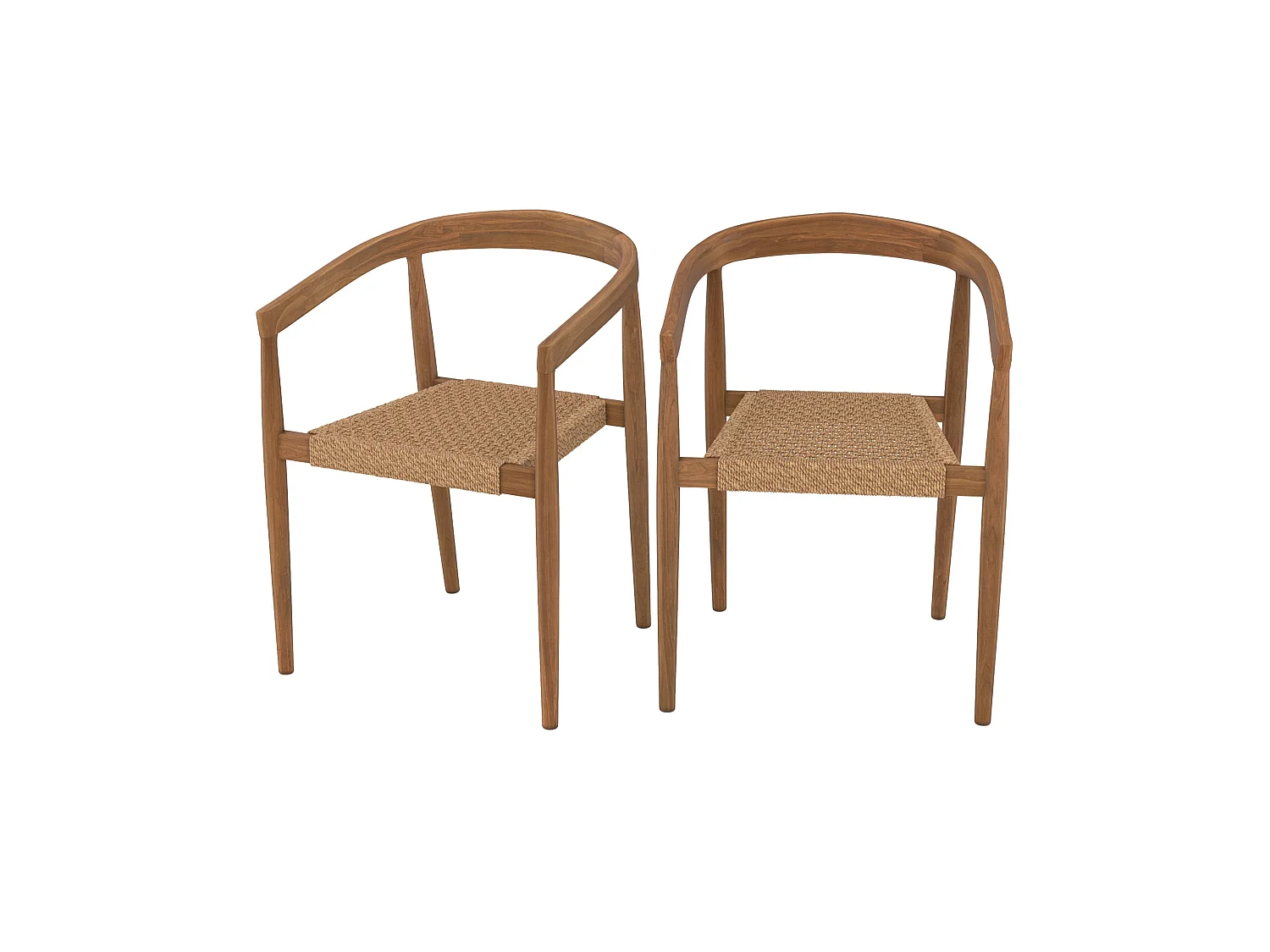 Set di 2 sedie in legno di teak verniciato e tessuto bouclé - Bali