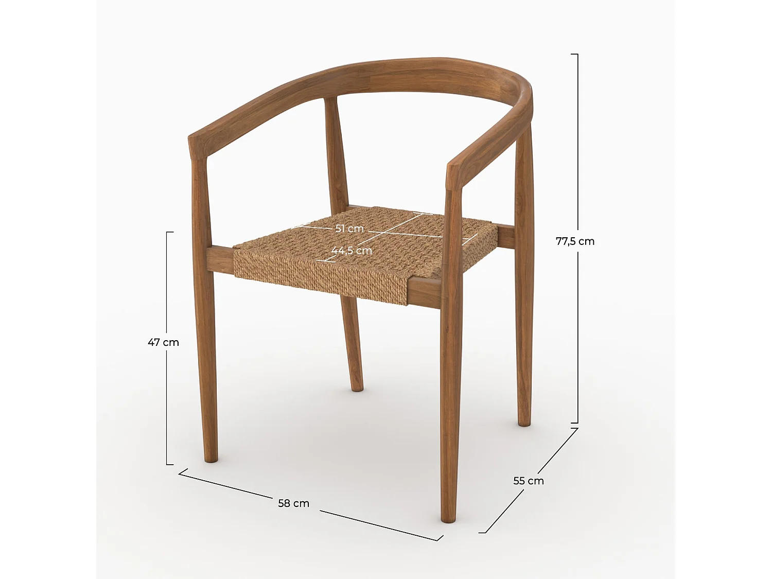 Set di 2 sedie in legno di teak verniciato e tessuto bouclé - Bali