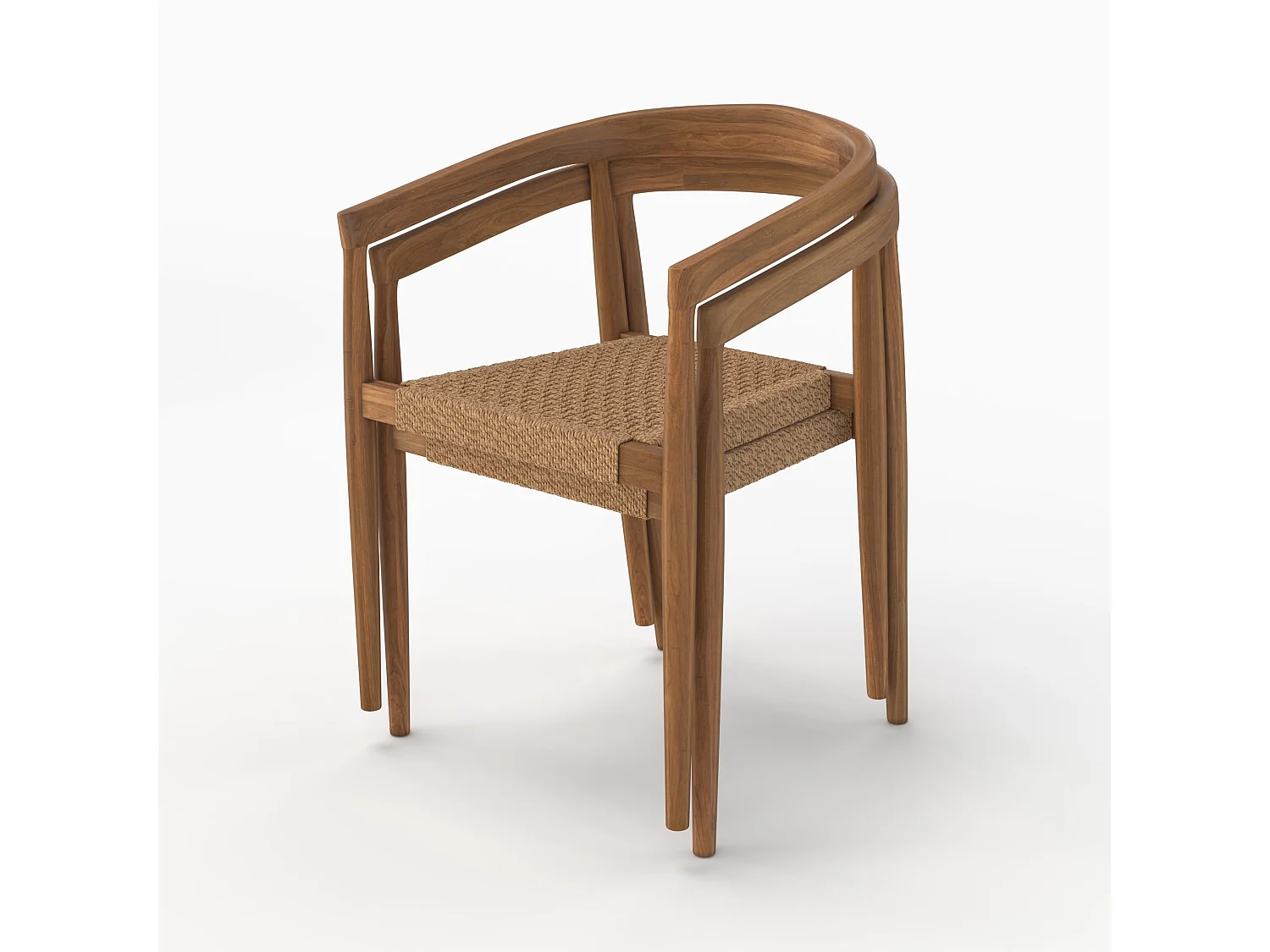 Set di 2 sedie in legno di teak verniciato e tessuto bouclé - Bali