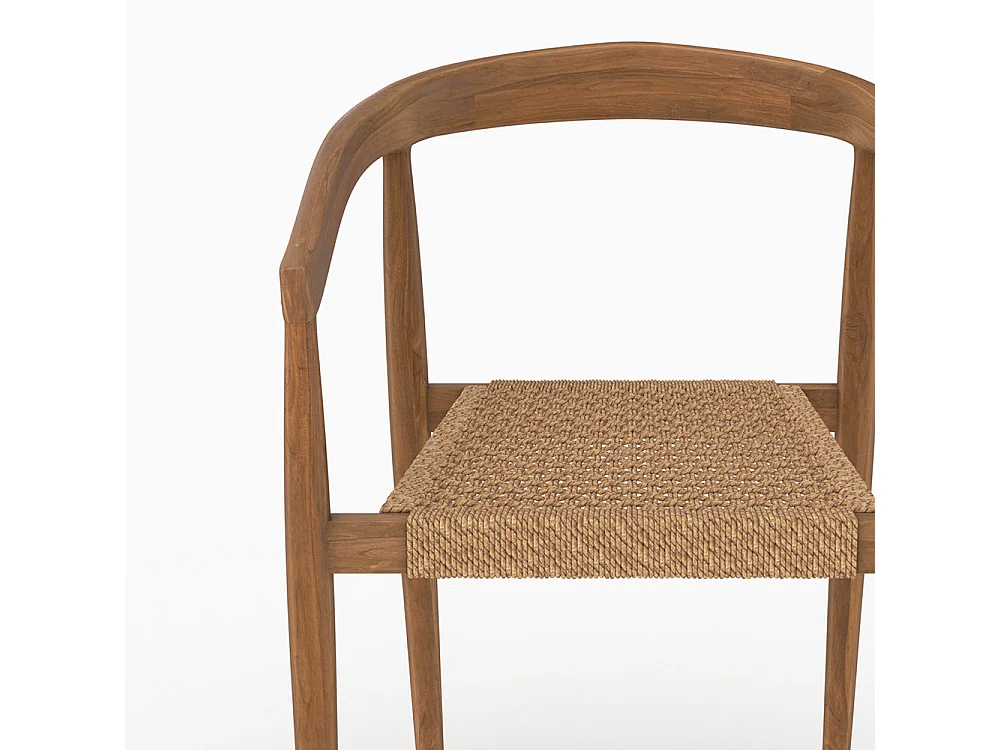 Set di 2 sedie in legno di teak verniciato e tessuto bouclé - Bali