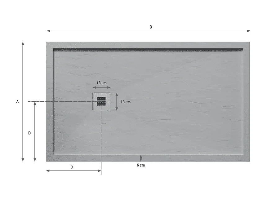Receveur de douche 80 x 100 cm en résine SARIN gris Couleur du receveur