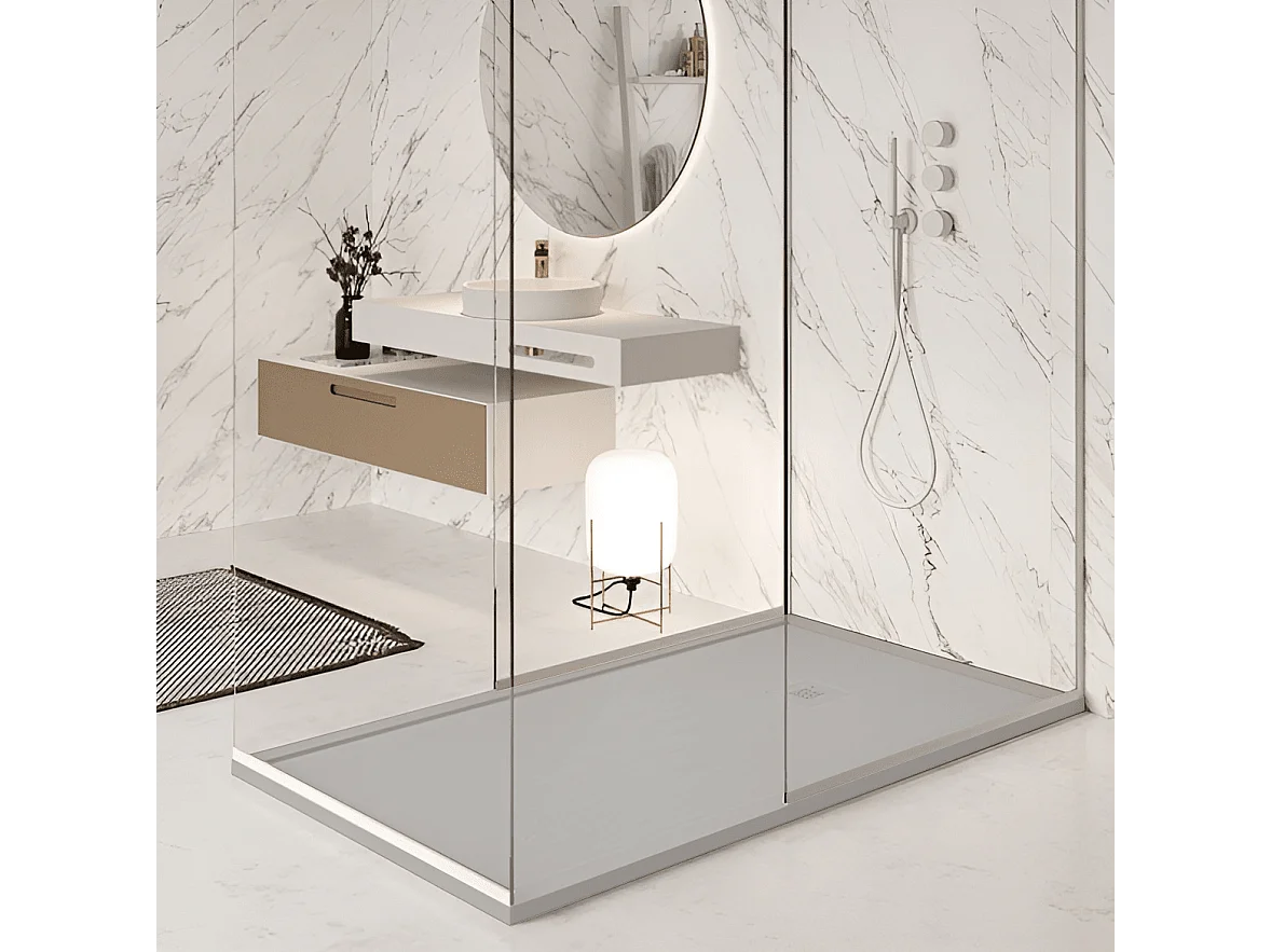 Receveur de douche 100 x 120 cm en résine SARIN gris Couleur du receveur