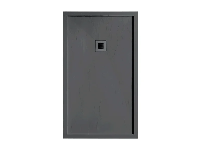 Mineralguss-Duschwanne extra flach mit Rand SARIN ANTHRAZIT 70x200 cm  Ablaufschutz in Chrom