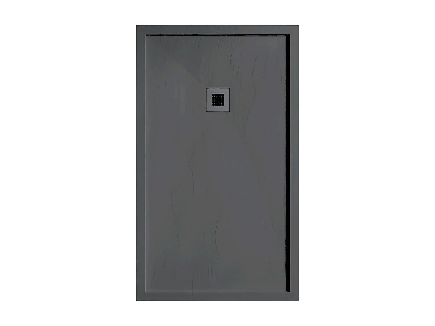 Mineralguss-Duschwanne extra flach mit Rand SARIN ANTHRAZIT 90x140 cm  Ablaufschutz in Chrom