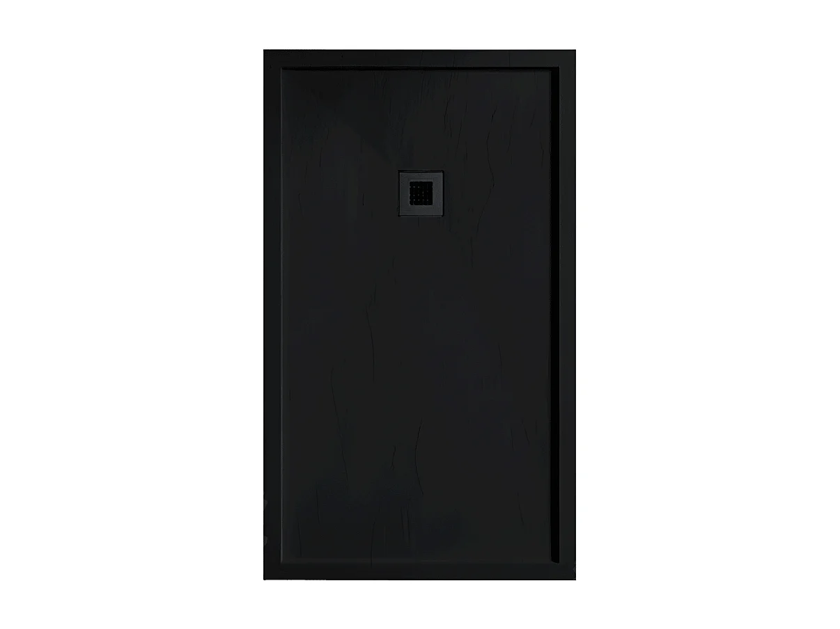 Receveur de douche 80 x 120 cm extra plat noir en résine minérale SARIN Couleur du receveur