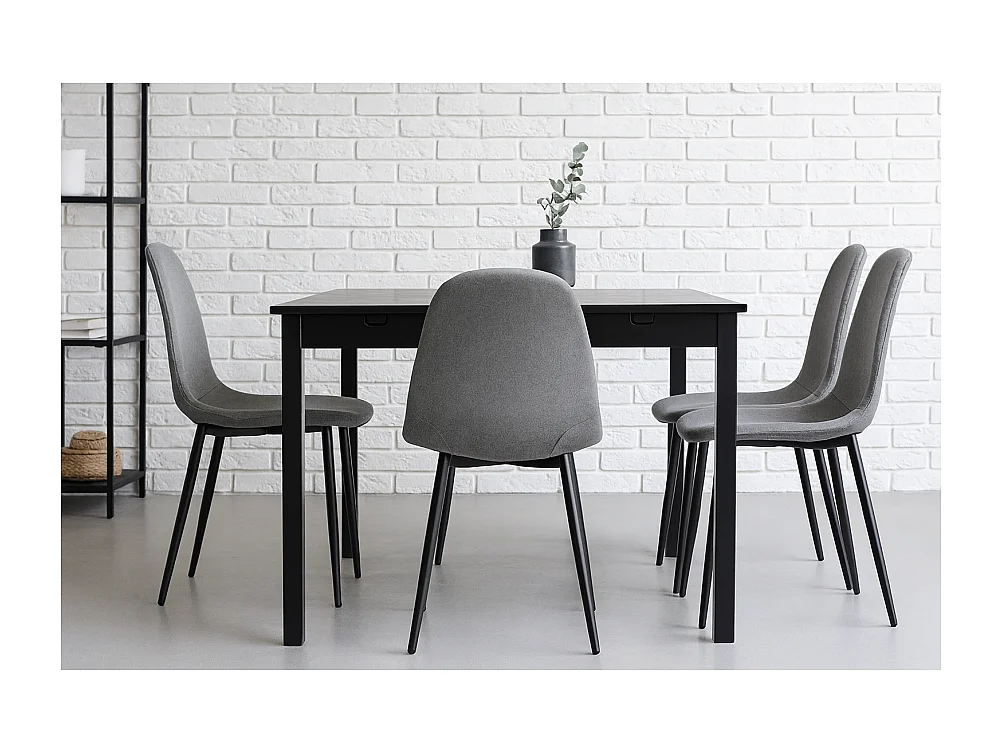 Lot de 4 Chaise de salle à manger avec assise rembourrée en tissu gris - Longueur 49 x Hauteur 86 x Profondeur 43 cm