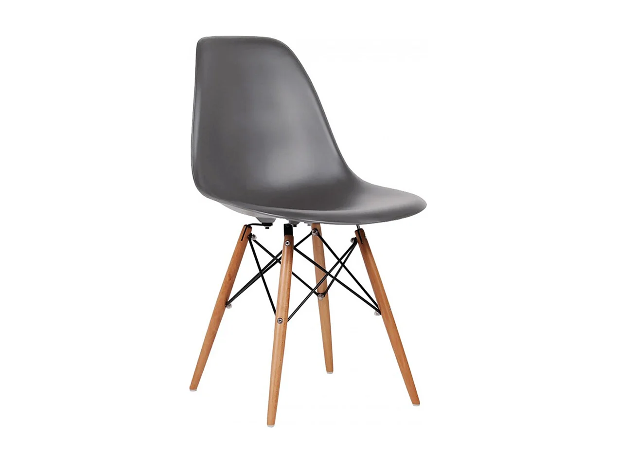 Lot de 4 Chaise coloris gris avec pieds couleur bois - Longueur 47 x Hauteur 80 x Profondeur 43 cm