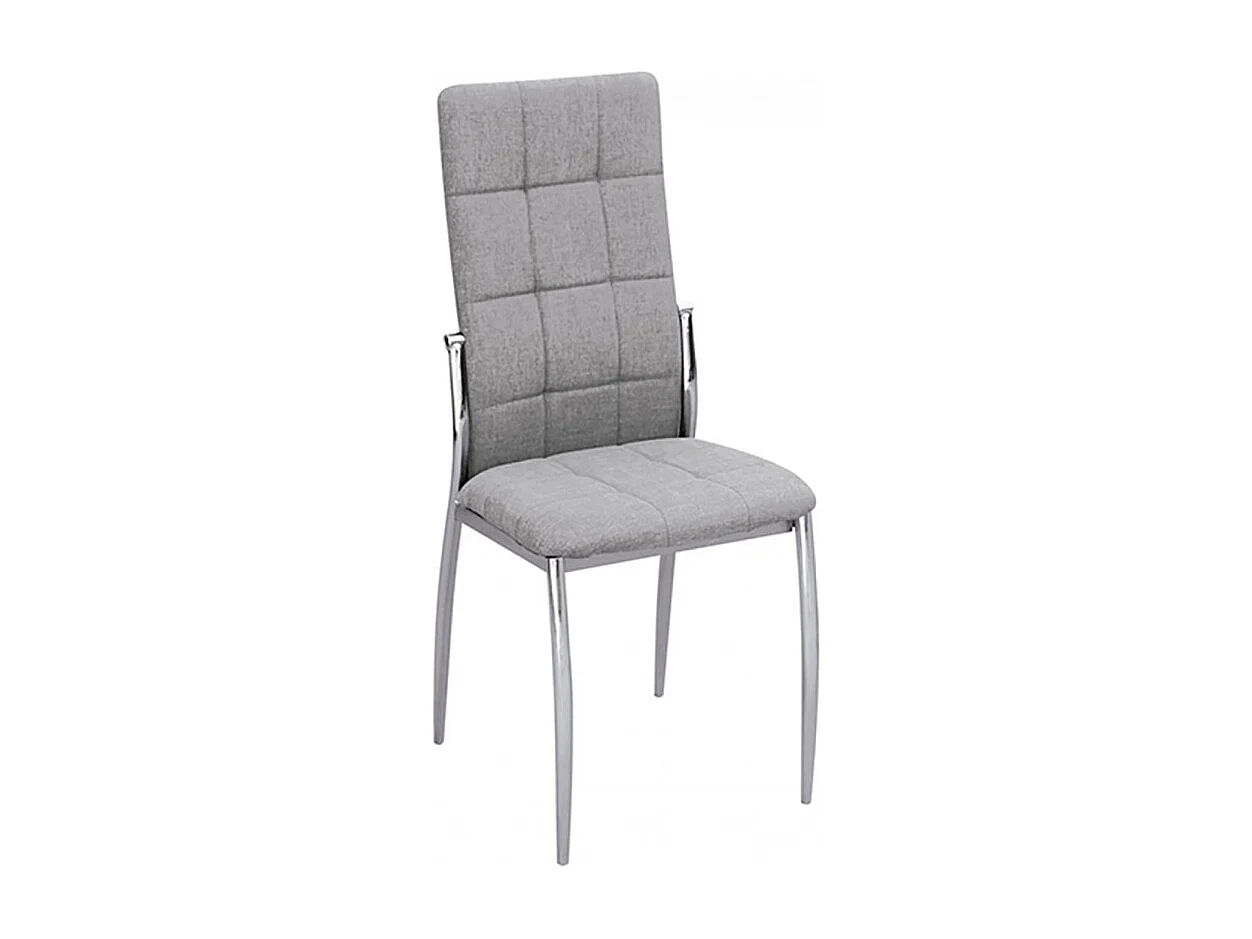 Lot de 4 chaises de salle à manger grises avec pieds en métal , Assise en tissu rembourée - Hauteur 44 x Longueur 46 x Profondeur 10 cm