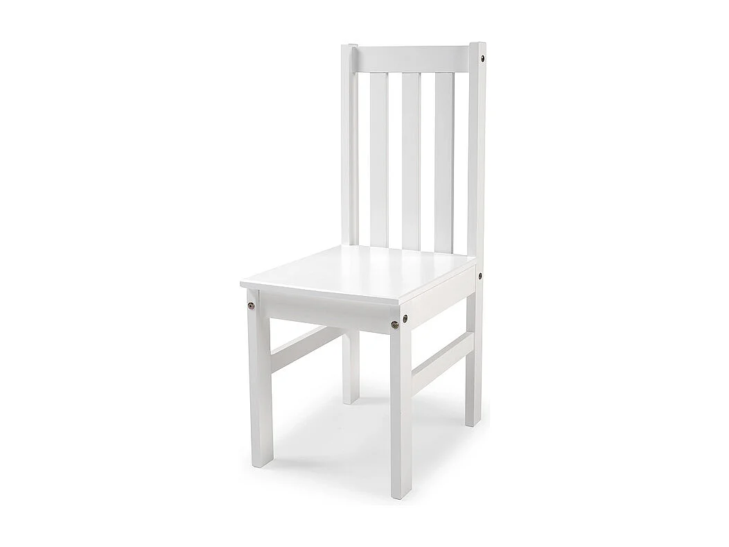 Lot de 2 chaises de salle à manger en bois massif coloris Blanc - Longueur 39 x Hauteur 99 x Profondeur 44 cm