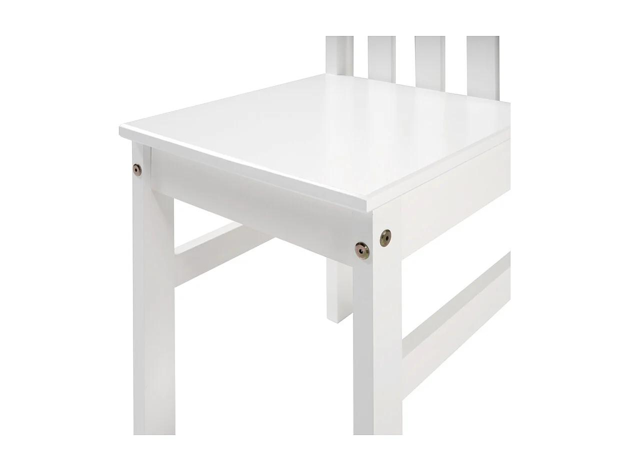 Lot de 2 chaises de salle à manger en bois massif coloris Blanc - Longueur 39 x Hauteur 99 x Profondeur 44 cm