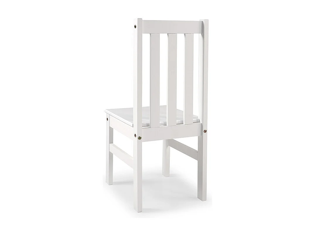Lot de 2 chaises de salle à manger en bois massif coloris Blanc - Longueur 39 x Hauteur 99 x Profondeur 44 cm