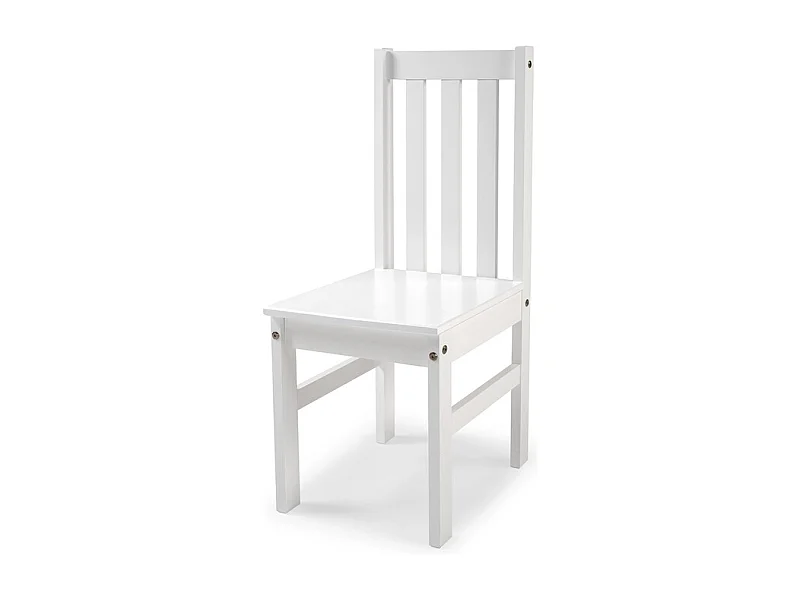 Lot de 2 chaises de salle à manger en bois massif coloris Blanc - Longueur 39 x Hauteur 99 x Profondeur 44 cm