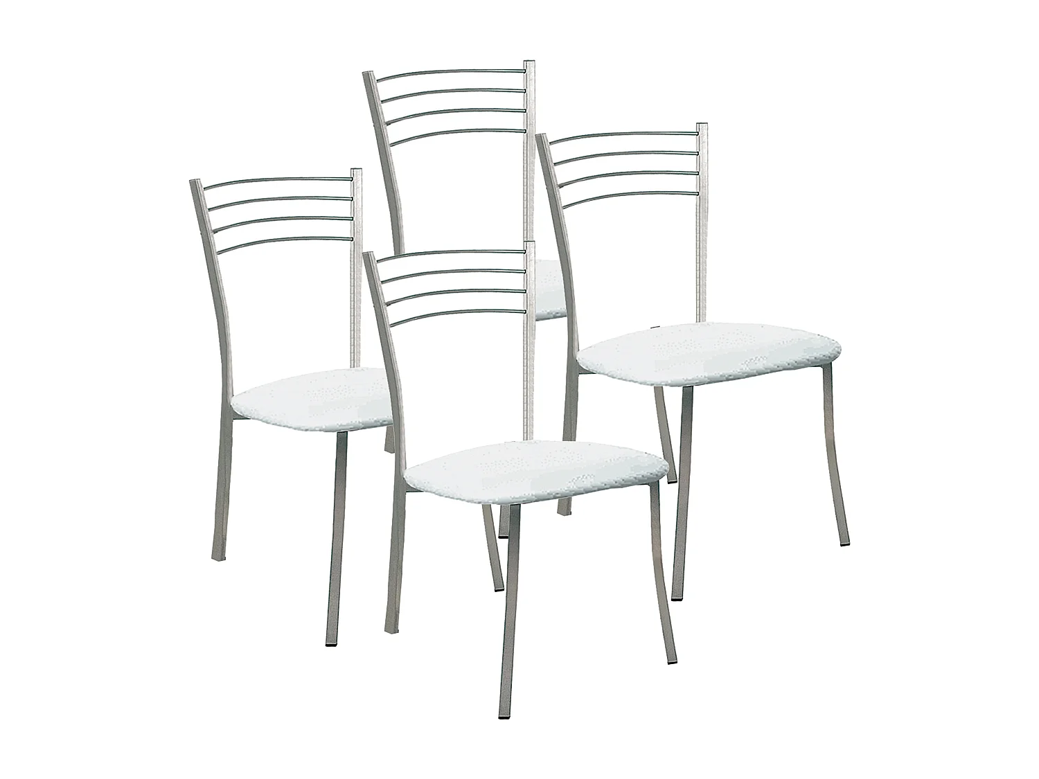 Lot de 4 Chaise de salle à manger avec pieds en métal et assise rembourrée blanche - Hauteur 91 x Longueur 40 x Profondeur 45 cm