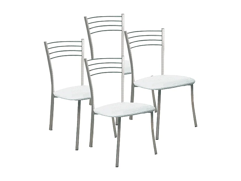 Lot de 4 Chaise de salle à manger avec pieds en métal et assise rembourrée blanche - Hauteur 91 x Longueur 40 x Profondeur 45 cm