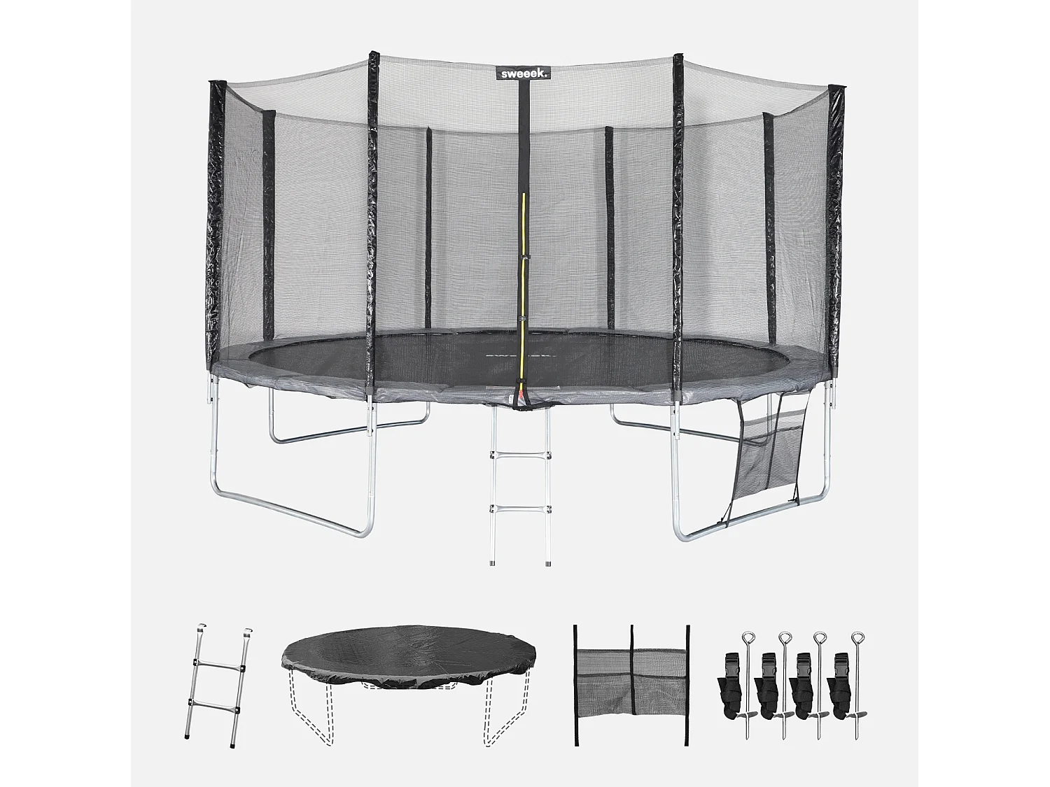 Trampolín con pack de accesorios de 430cm gris