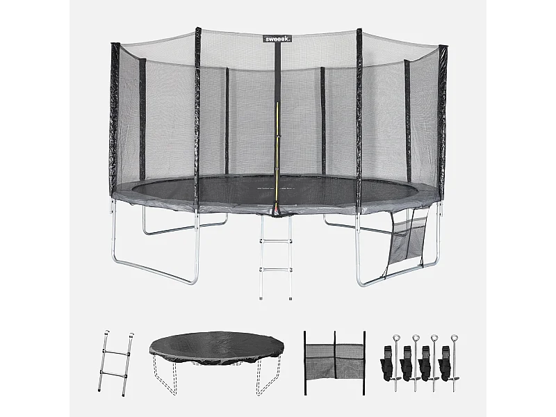 Trampolín con pack de accesorios de 430cm gris