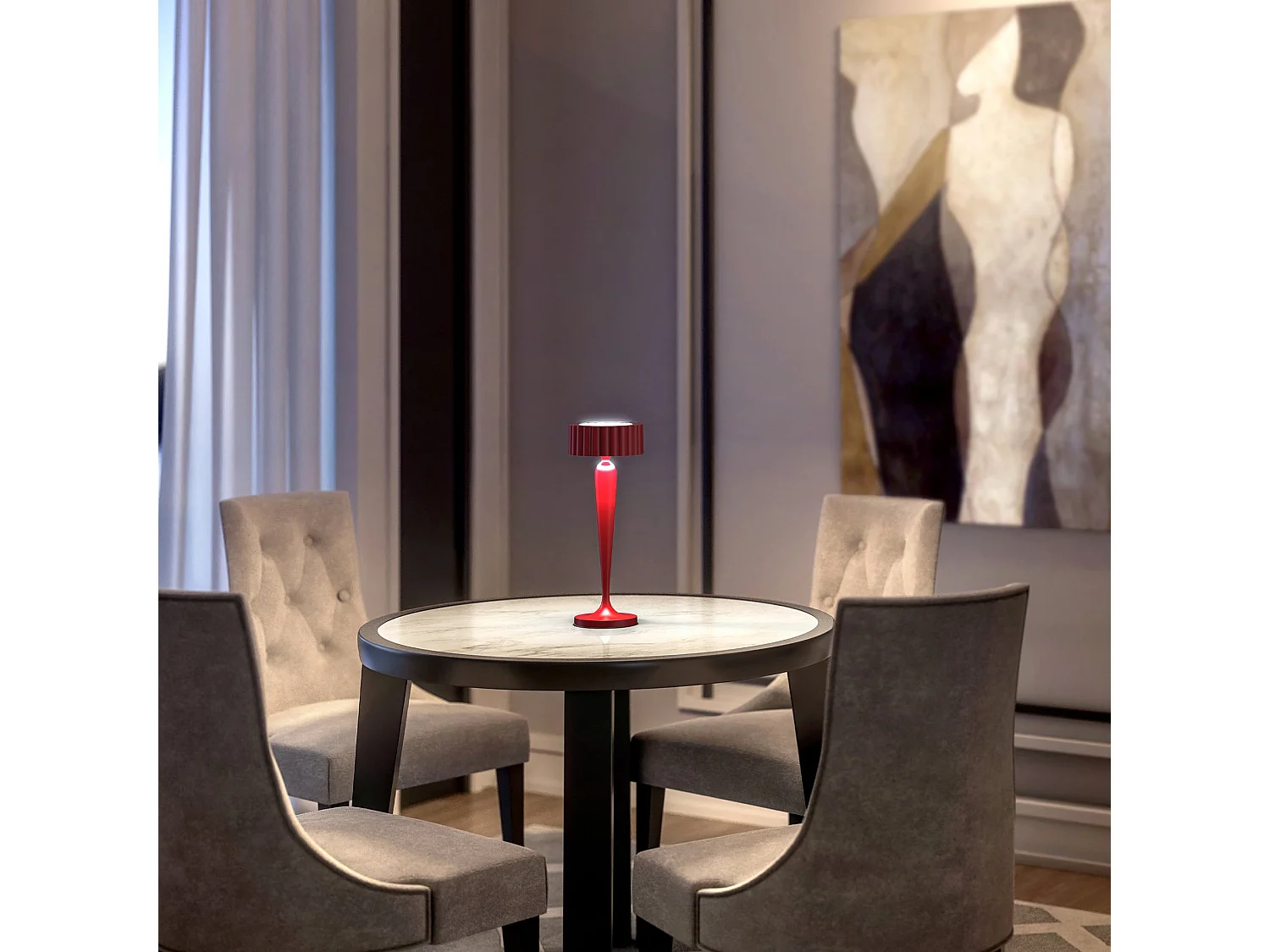 Lampe de table sans fil touch aluminium TWIGGY Rouge H26 cm