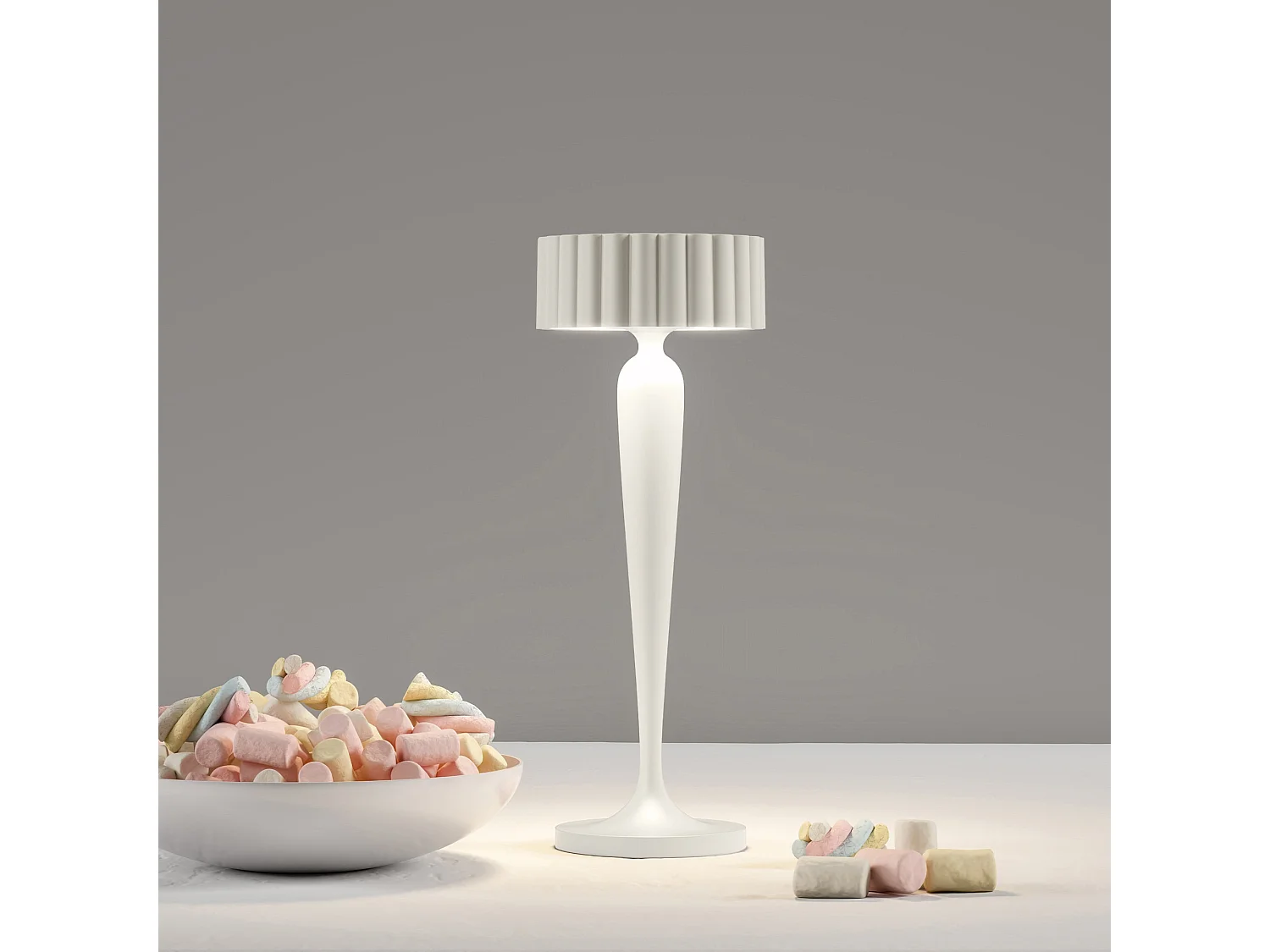 Lampe de table sans fil touch aluminium TWIGGY Blanc H26 cm