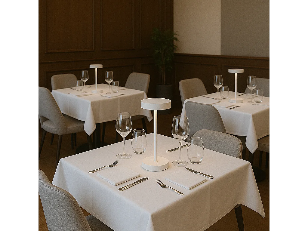 Lampe de table sans fil aluminium SANDY MINI Blanc H25 cm